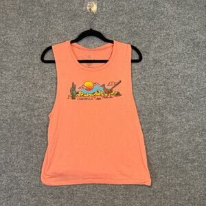 Coachella Shirt Womens 2 Orange Tank Top‎ Crewneck Festival Stretch Casual